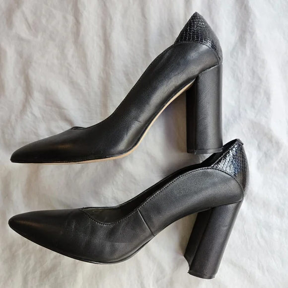 Nine West Aileen Block Heel sz 7.5 Black Snakeskin - Picture 10 of 10